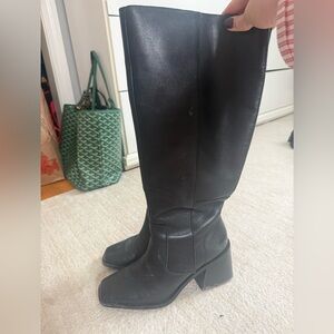Vince Camuto Black Leather Knee-High Boots